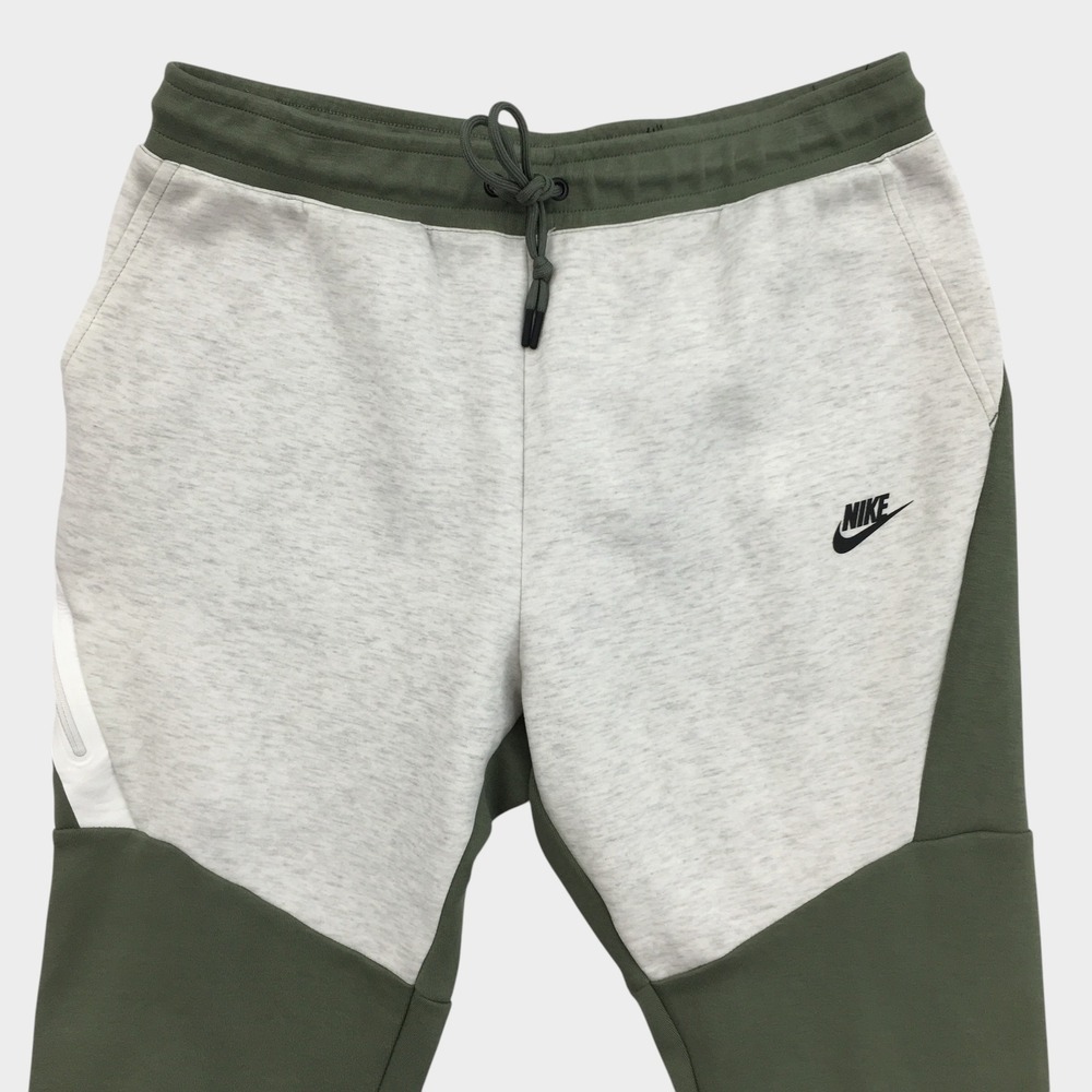 Nike‎ Tech Fleece Joggers Mens Large Green Grey Colorblock Sweatpants 805162-351